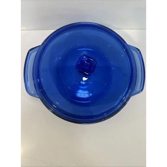 Vintage Anchor Hocking Casserole Dish USA Cobalt Blue Ovenware 1.5 Qt with Lid - Picture 2 of 4